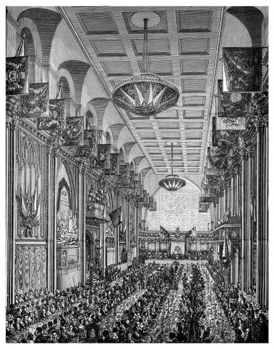 Kraliçe Victoria için Büyük Salonda Ziyafet, Guildhall, Londra Şehri, Kasım 1837 1886 by Unbekannt