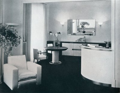 Jacques Adnet tarafından tasarlanan yemek odasının bar köşesi, c1940 by Unbekannt