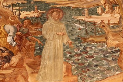 Basilica di Santa Caterina, Galatina, Apulia Manastırdaki Fresk : St Anthony balıklara vaaz veriyor by Unbekannt