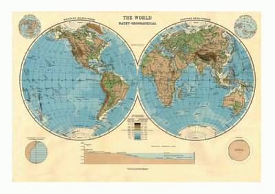 Bathy-Orografik Dünya Haritası, c1920