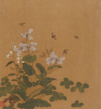 Çiçeklerin üzerinde gezinen arılar, Qing hanedanı, 18. yüzyıl. by Unbekannt