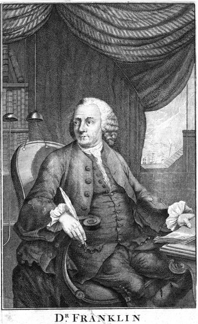 Benjamin Franklin, Amerikalı bilim adamı, mucit ve devlet adamı, 18. yüzyılın sonlarında by Unbekannt