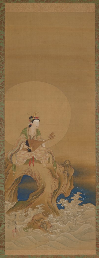 Deniz kenarında bir kayanın üzerine benten, Edo dönemi, 18. yüzyıl. by Unbekannt