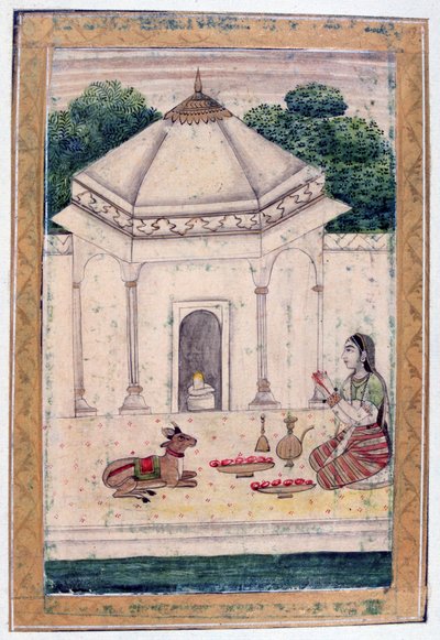 Bhairavi Ragini, Ragamala Albümü, Rajasthan Okulu, 19. Yüzyıl by Unbekannt