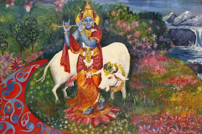 Krishna ve bir ineği betimleyen Bhaktivedanta Malikanesi Tablosu, Watford, Grande-Bretagne by Unbekannt