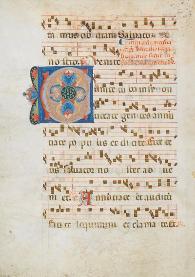 İlk C ile Bifolium, bir Antiphonary