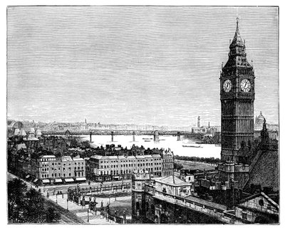 Big Ben ve Parlamento Evleri, Westminster, Londra, 1870 by Unbekannt