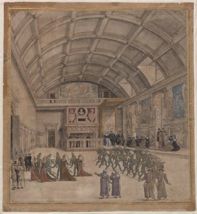 Ağustos 1549, 1549 kutlamaları sırasında Binche Sarayı. by Unbekannt