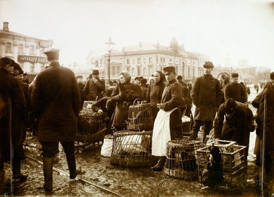 Kuş pazarı, Trubnaya Meydanı, Moskova, Rusya, 1908 by Unbekannt