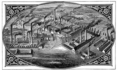 Krupps eserlerinin kuşbakışı görünümü, Essen, Almanya, 1876 by Unbekannt