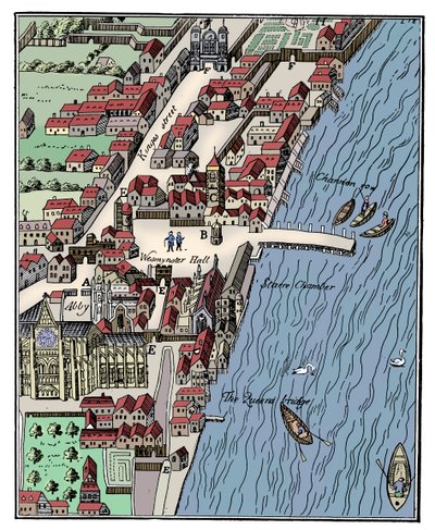 Westminster Sarayı'nın kuşbakışı görünümü, Londra, c1560, c1902-1905 by Unbekannt
