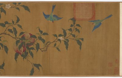 Şeftali dalları arasındaki kuşlar, Qing hanedanı, 18. yüzyıl. by Unbekannt