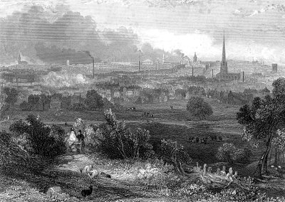 Birmingham, dumanlı bacaları gösteren güneyden bakıldığında, c1860 by Unbekannt