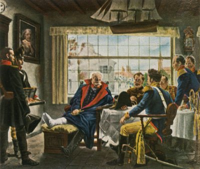 Blücher, Napolyon madalyalarını ve şapkasını...Waterloo, 18 Haziran 1815, 1936