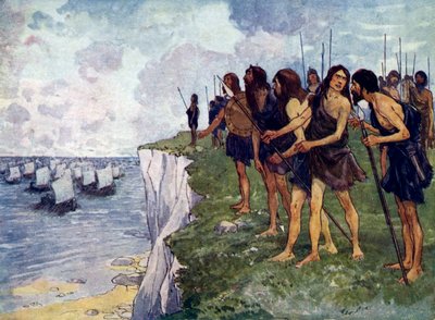Viking gemilerinin yakın gelişini bekleyen Britanyalılar, 16. yüzyıl by Unbekannt