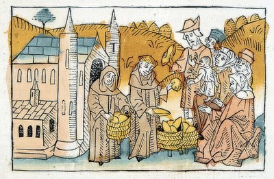 Manastırdaki rahipler tarafından fakirlere ekmek dağıtımı. 1477 civarında by Unbekannt