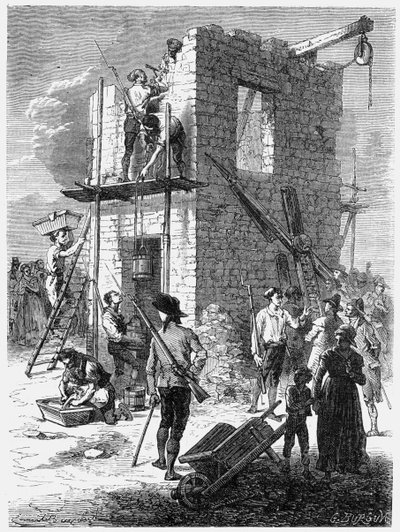 Bir Chappe telgraf istasyonu inşa etmek, c1793, c1870 by Unbekannt