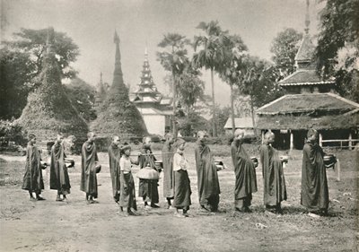 Burmalı Phoongyies Sadaka Toplama, 1900. by Unbekannt