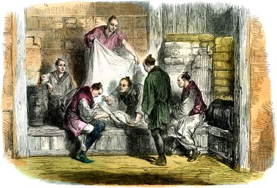 Bir dükkandan camlets satın almak, Yokohama, Japonya, 1865 by Unbekannt
