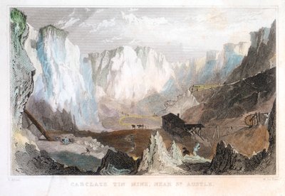 St Austell yakınlarındaki Carglaze kalay madeni, Cornwall, İngiltere, c1825, 1837 by Unbekannt