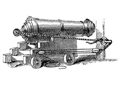 Carronade, havan gibi büyük kalibreli hazneli kısa donanma mühimmat parçası, c1884 by Unbekannt