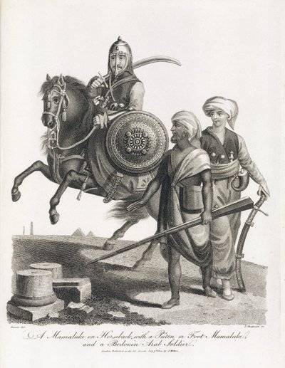 Memluk atlısı ve Memluk ve Bedevi piyade askerleri, 1804