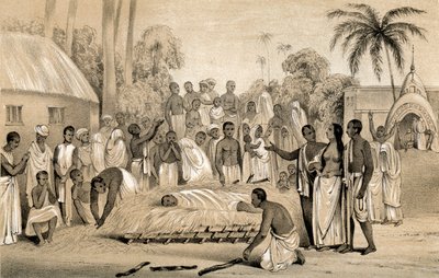 Bir Hindu dulunu rahmetli kocasının cesediyle yakma töreni, 1847 by Unbekannt