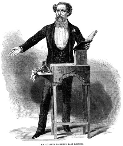 Charles Dickens 1812-70, son halka açık okumasını Londra