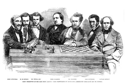 Geç satranç toplantısında satranç ünlüleri, 1855 by Unbekannt