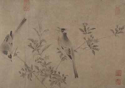 Çiçekli Kiraz-Elma üzerinde Çin Bulbuls. by Unbekannt
