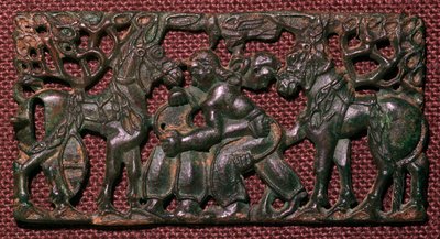 Güreşçi erkeklerin Çin bronz koşum-plakası, MÖ 5. yy by Unbekannt