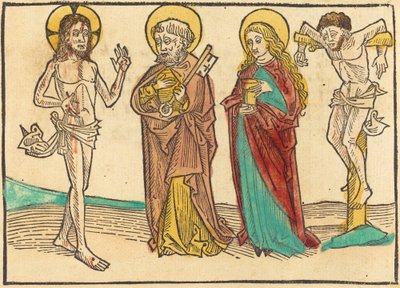 İsa, Yaralarını Petrus, Mecdelli ve İyi Hırsıza Gösteriyor, 14801490. by Unbekannt