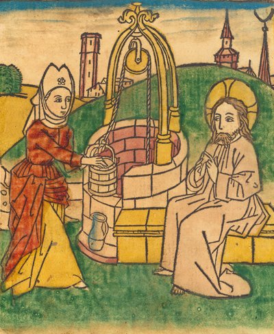 İsa ve Samiriyeli Kadın, muhtemelen 1485. by Unbekannt