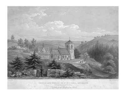 Aziz Michael Kilisesi ve Okulu, Bussage, c1800. by Unbekannt