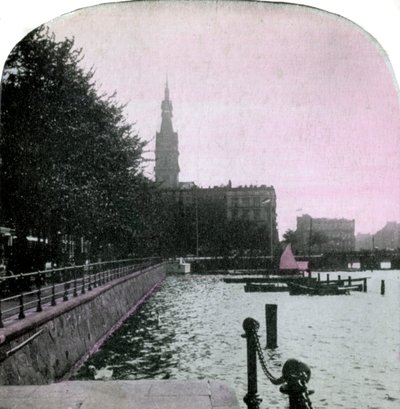 Belediye Binası ve Alster, Hamburg, Almanya, 19. yüzyıl sonu by Unbekannt