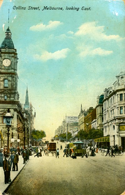 Collins Street, doğuya bakıyor, Melbourne, Victoria, Avustralya, c1900s by Unbekannt