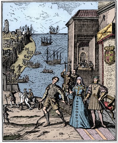 Columbus, Ferdinand ve Isabella ile, 3 Ağustos 1492, 1912 by Unbekannt