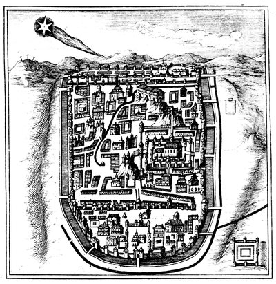 MS 66 Halley Kuyruklu Yıldızı, Kudüs üzerinde, 1666 by Unbekannt