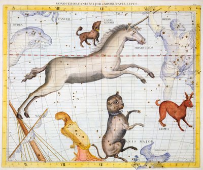 Tekboynuzlu, Büyük Köpek ve Küçük Köpek Takımyıldızları, 1729 by Unbekannt