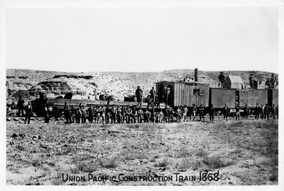 Union Pacific Demiryolunda inşaat treni, ABD, 1868 by Unbekannt
