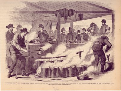 'Kampta Yemek Pişirmek.' - Fremont Ejderhalarının Mutfağı, Fuar Alanında, Tipton, MO., Son zamanlarda General Fremont'un Genel Merkezi. by Unbekannt