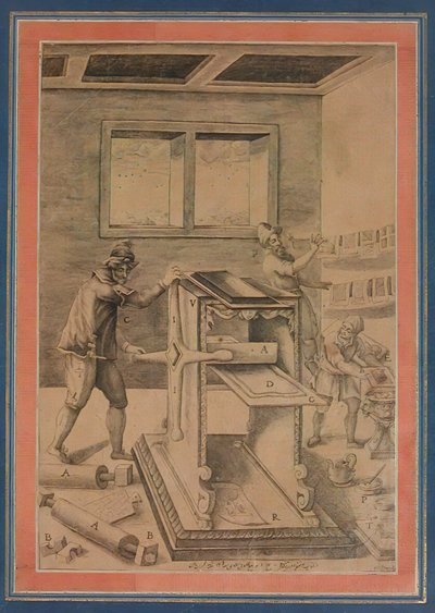 Bakır Plaka Yazıcılar İş Başında, Davis Albümünden Folio, İran, M.S. 1199 tarihli. 1784-85. by Unbekannt