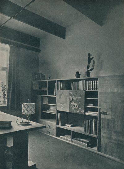 Hans Hartl tarafından tasarlanan bir kütüphanenin köşesi, c1927 by Unbekannt