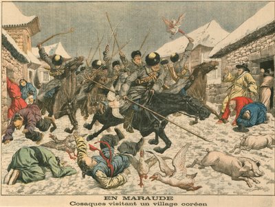 Bir Kore köyünü terörize eden Kazaklar, Rus-Japon Savaşı, 1904 by Unbekannt