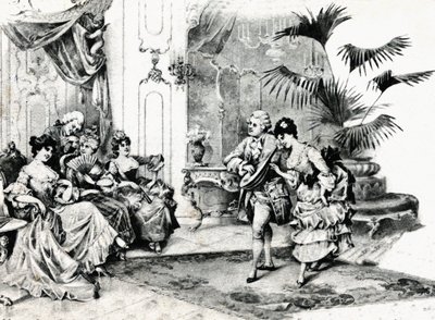 Rokoko kostümlü saray dansı. 1900 dolaylarında by Unbekannt