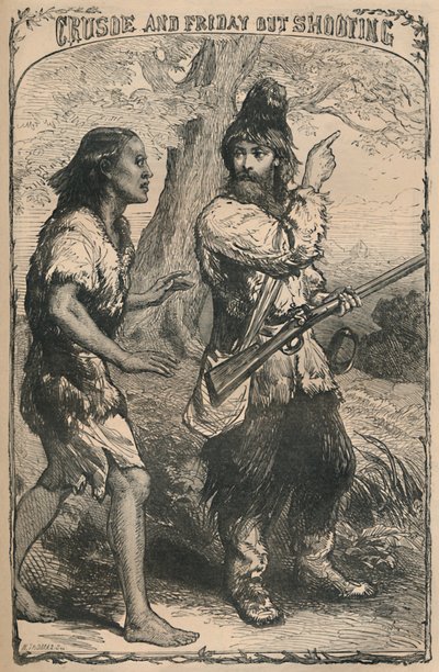 Crusoe ve Friday Out Shooting, c1870 by Unbekannt