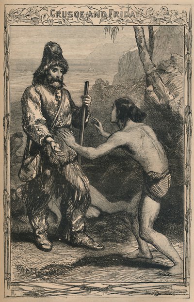 Crusoe ve Cuma, c1870 by Unbekannt