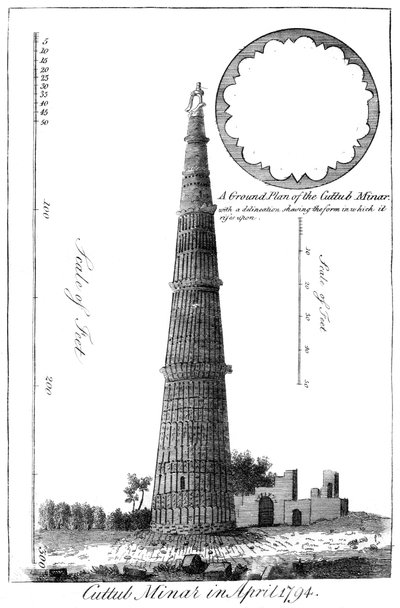Cuttub Minar, Nisan 1794, 1799 by Unbekannt
