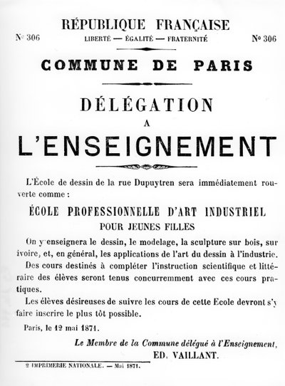Delegasyon a Lenseignement, Paris Komünü