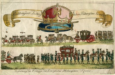 Kraliyet Bohemya Tacının Tasviri: Kraliyet Bohemya Tacının girişinin sunumu, 1743. by Unbekannt
